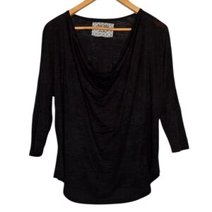 Nation Ltd. Semi Sheer Cowl Neck 3/4 Sleeve Top One Size